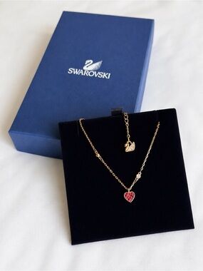 Swarovski Rose Gold Bracelet with Red Heart Pendant